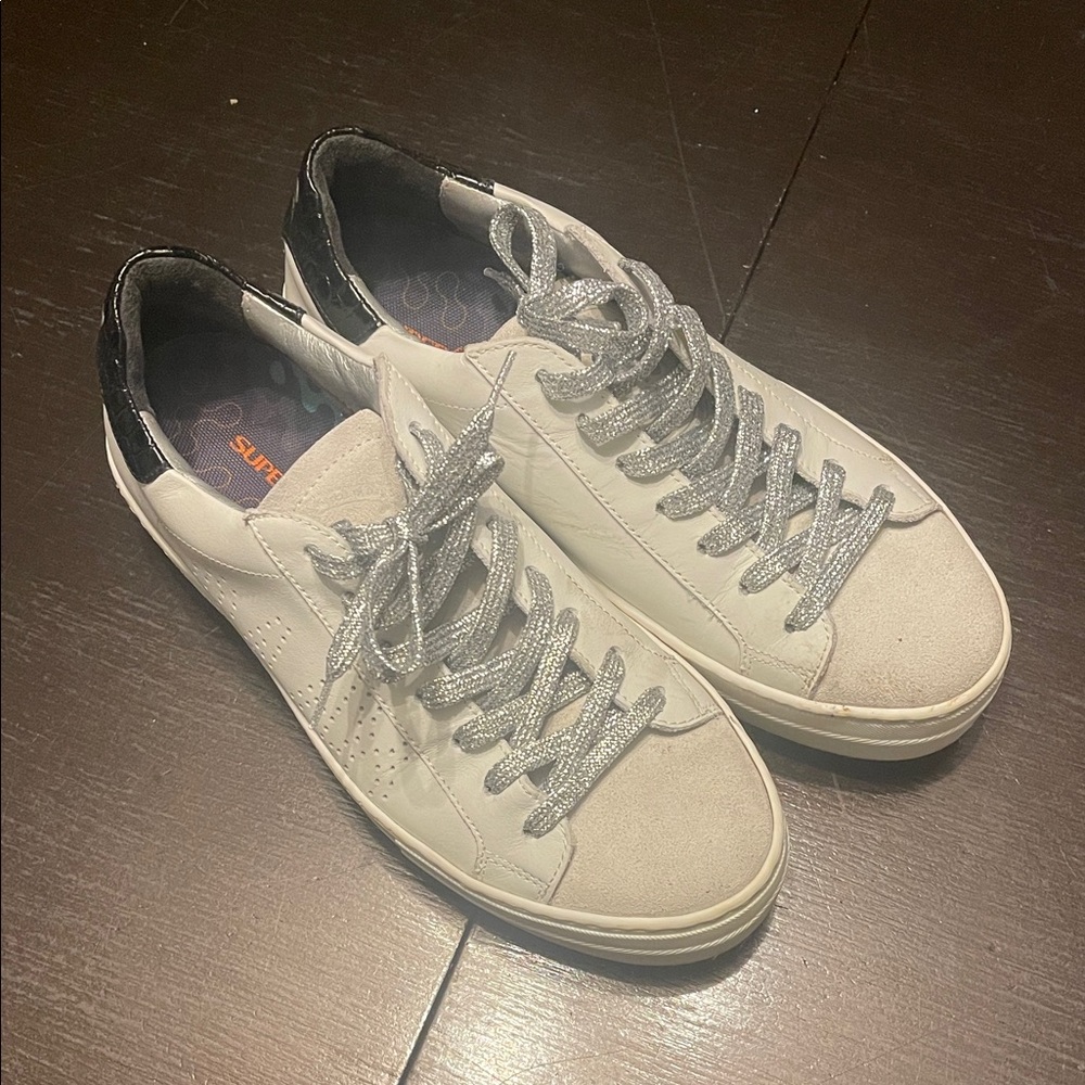 P448 White and Black Women's Sneakers